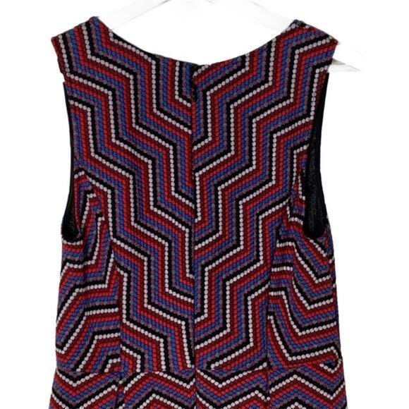 BCBGeneration Red Navy Chevron Fit & Flare Dress Size 10 - Picture 4 of 10